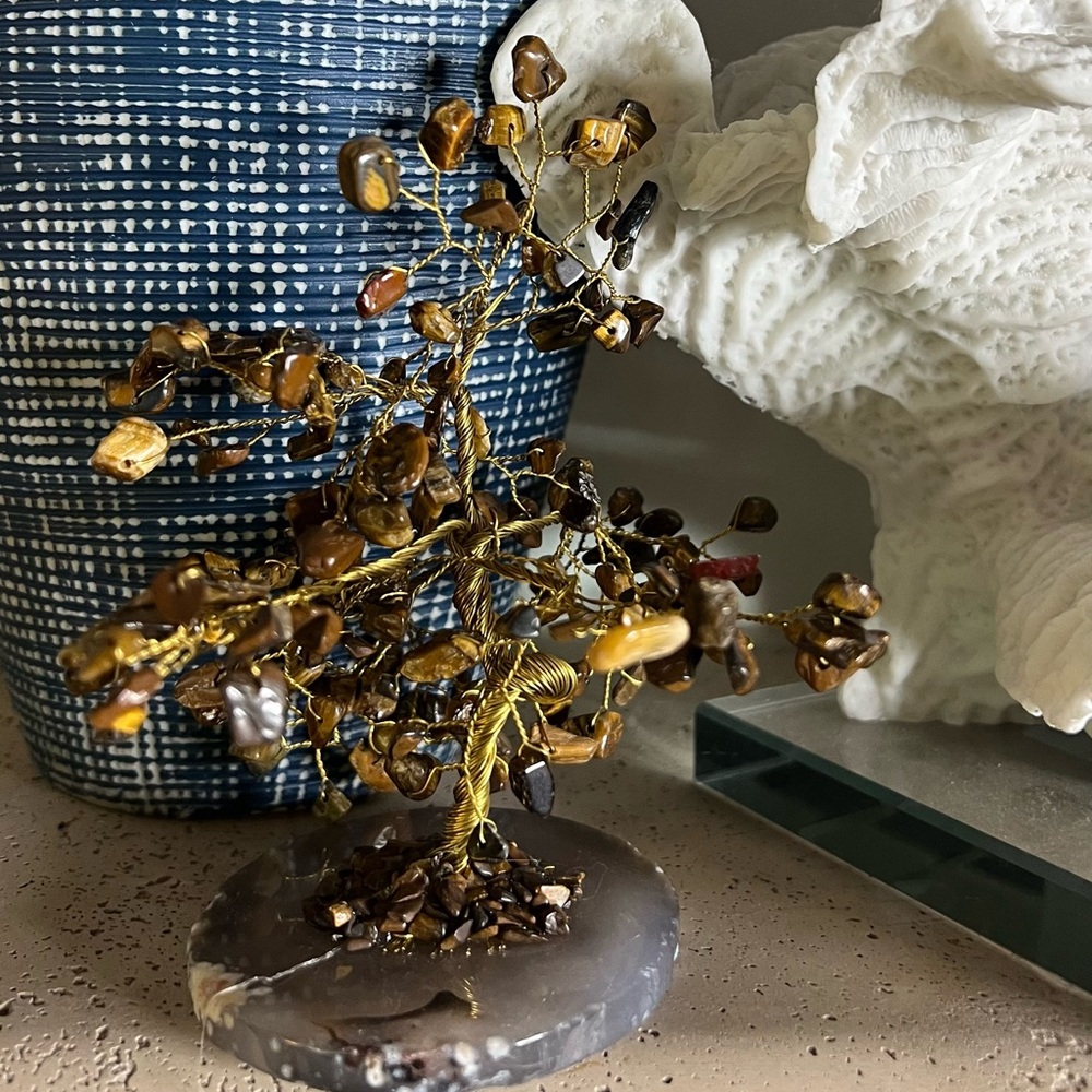 Handcrafted Tiger Eye Gemstone Mini Tree Sculpture - Picture 7 of 7